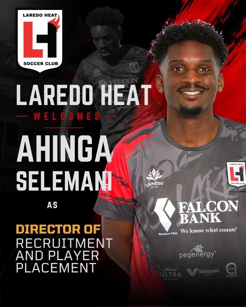 Laredo Heat SC appointment graphic welcoming Ahinga Selemani as Director of Recruitment and Player Placement